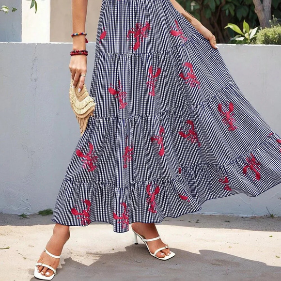 Multicolor Boho Women's Light Casual Plaid - Picture 4 of 5